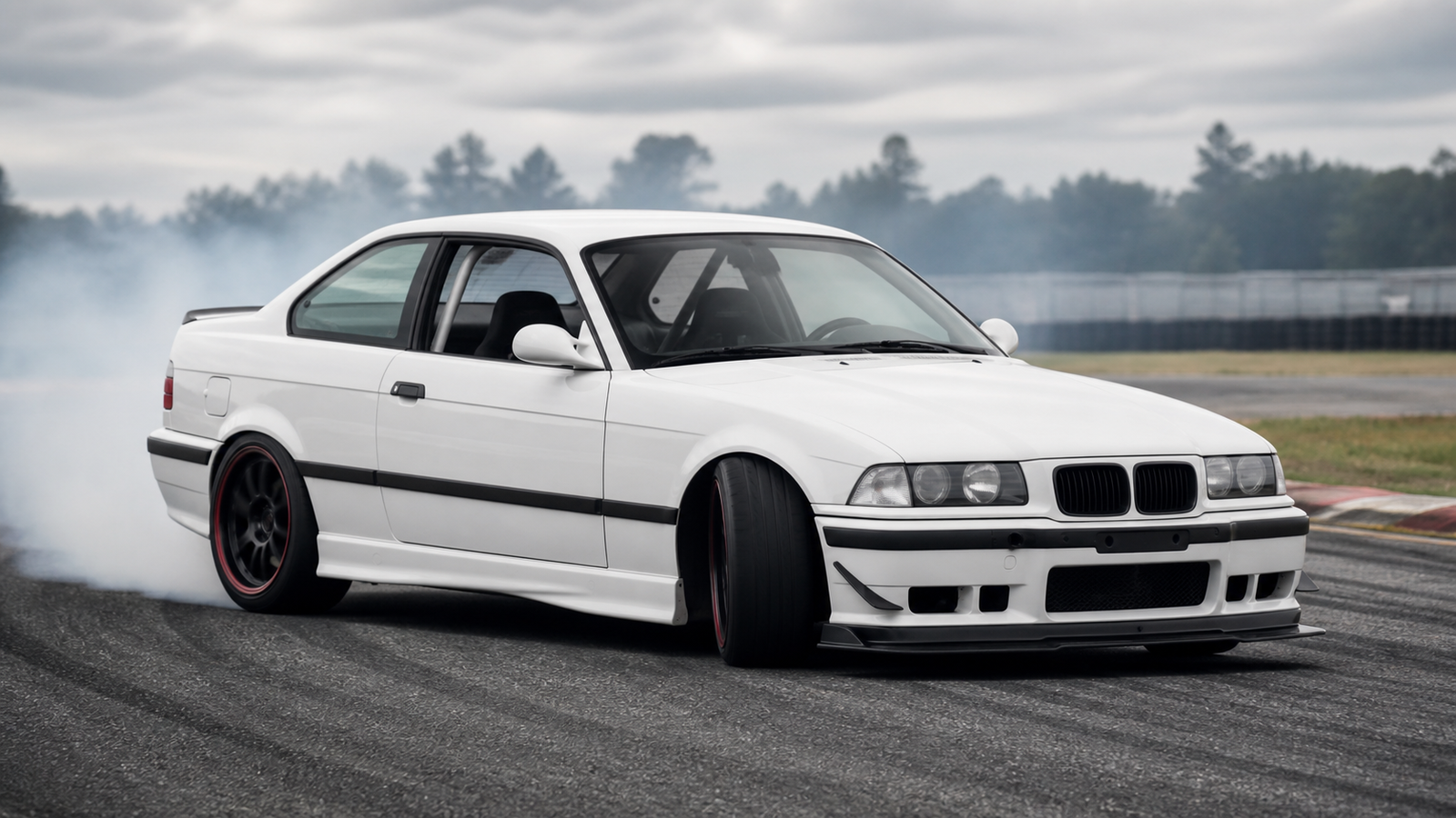 E36 drift car on track
