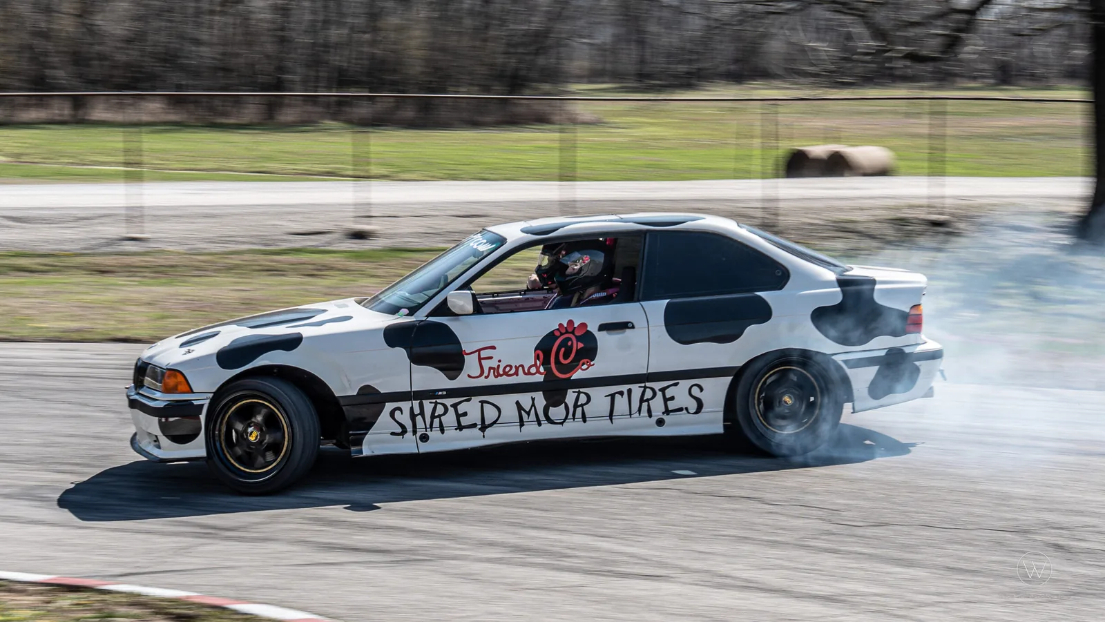 E36 drift car on track